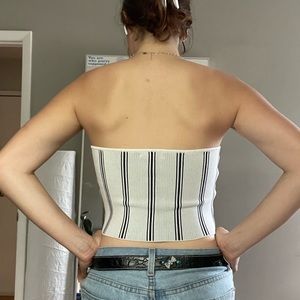 Abercrombie black and white striped cropped tube top